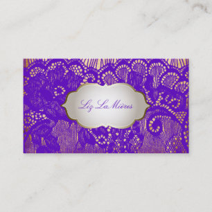 Cartão De Visita Lace para Cima/Púrpura da Vintagem PixDezines