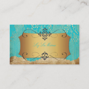 Cartão De Visita Laço-Acima/azul do vintage de PixDezines