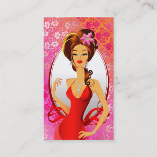 Cartão De Visita Laço do rosa da mulher da jóia