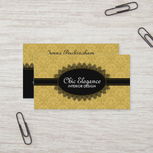 Cartão De Visita Laço preto e barroco elegantes