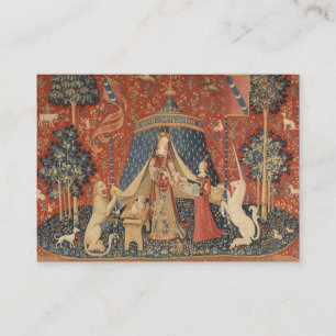 Cartão De Visita Lady E A Idade Média do Unicórnio Vintage Tapeçari