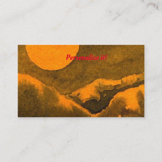 Cartão De Visita Lago country à noite com caçadores ou lua de colhe (Frente)