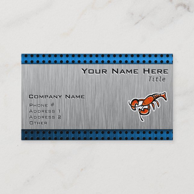 Cartão De Visita Lagosta; Metal-olhar escovado (Frente)