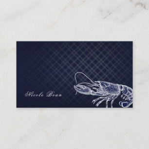 Cartão De Visita Lagosta Vintage Azul Marinho Elegante Comida do Ma