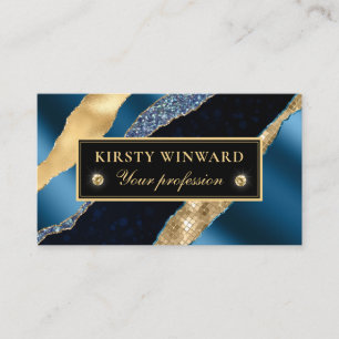 Cartão De Visita Lágrimas de Grelha Azul e Dourada