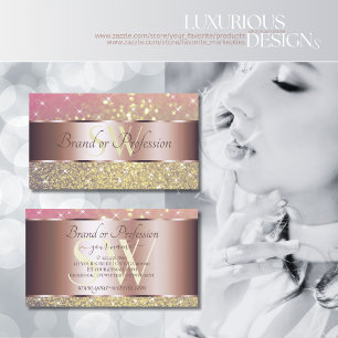 Cartão De Visita Lágrimas Douradas roxas cor-de-rosa Estrelas Monog