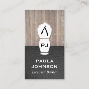 Cartão De Visita Lâmina de couro de madeira