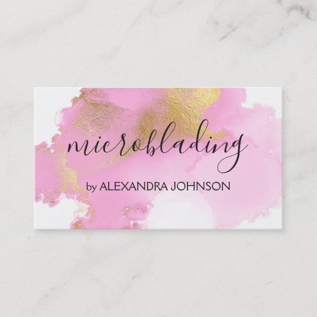 Cartão De Visita Lâmpada Rosa e Folha Dourada Lave Girassol (Frente)