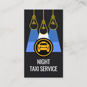 Cartão De Visita Lâmpadas Brilhando no Serviço de Táxi Noturno