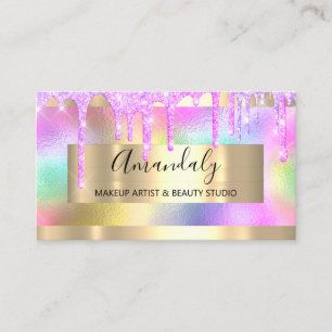 Cartão De Visita Lâmpadas Pinky com quadro Dourado do artista de m