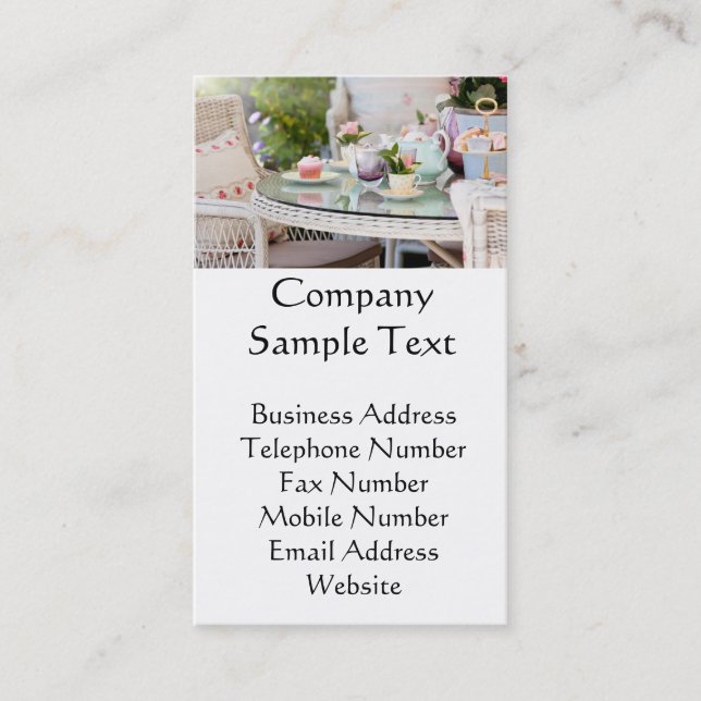 Cartão De Visita Lanche e bolos no jardim (Frente)