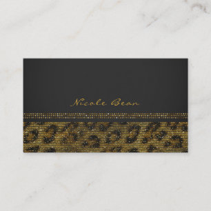Cartão De Visita Lantejoulas Brilho Leopardo Glam Chic Moderno Eleg
