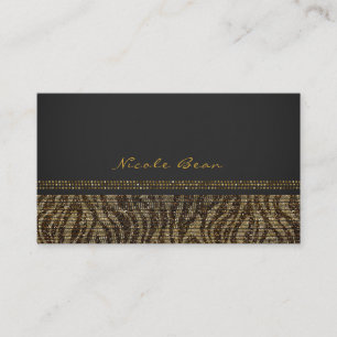 Cartão De Visita Lantejoulas Brilho Zebra Glam Chic Moderno Elegant