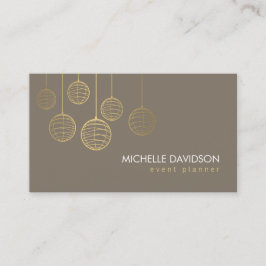 Cartão De Visita Lanternas de Papel Dourado Elegante II para Planej