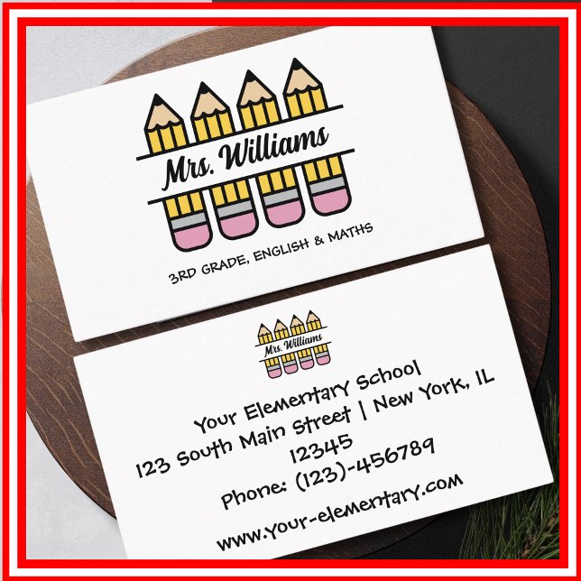 Cartão De Visita Lápis De Apreciação Do Professor (Criador carregado)