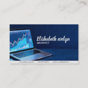 Cartão De Visita Laptop com Gráficos Financeiros h872