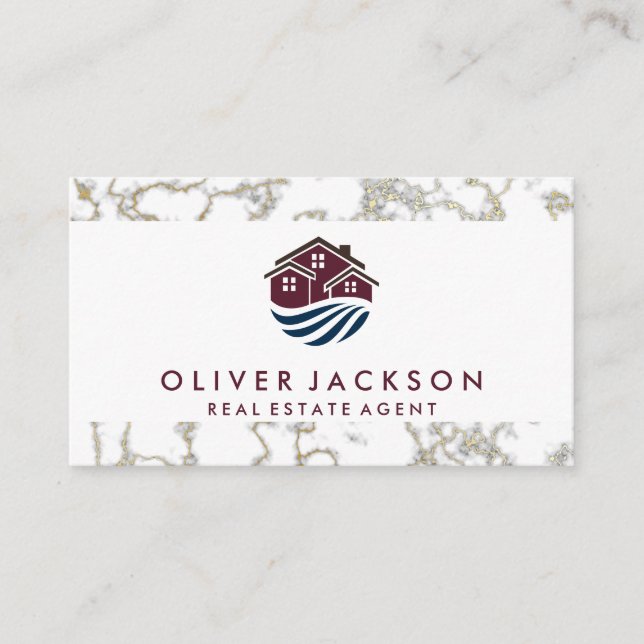 Cartão De Visita Lar Imobiliário | mármore Dourado (Frente)