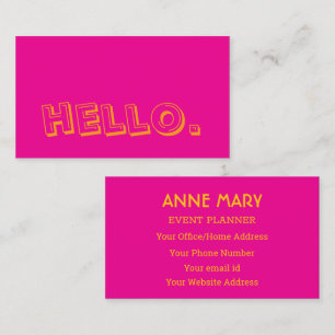 Cartão De Visita Laranja Amarelo Rosa Neon Cor Retro Olá