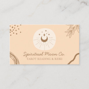 Cartão De Visita Laranja Blush Moon Stars Espiritual Reiki