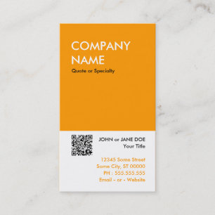 Cartão De Visita laranja bold design seu próprio código QR