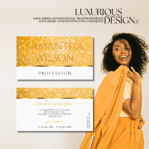 Cartão De Visita Laranja Branco Elegante Brilhante Stars Moderno 