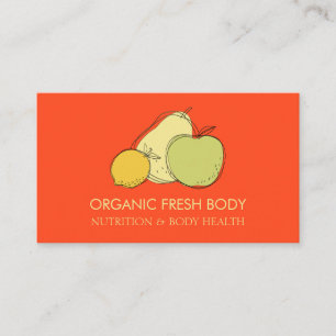 Cartão De Visita Laranja Brilhante Comida Fruta Nutricionista Nutri