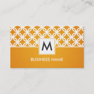 Cartão De Visita Laranja de sobreposição simples do monograma do