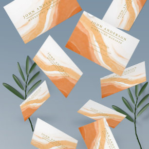 Cartão De Visita Laranja Dourado   Profissional moderno