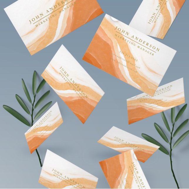 Cartão De Visita Laranja Dourado | Profissional moderno (Criador carregado)