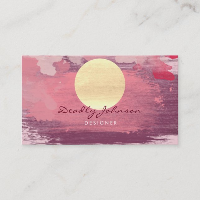 Cartão De Visita Laranja moderna do rosa da pintura do abstrato da (Frente)