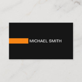 Cartão De Visita Laranja Moderno Elegante Preto Simples