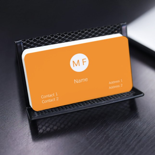 Cartão De Visita laranja neon monogramada (Criador carregado)