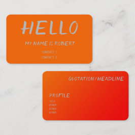 cartão de visita laranja néon - Olá