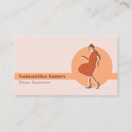 Cartão De Visita Laranja Personalizado de Dança Retro