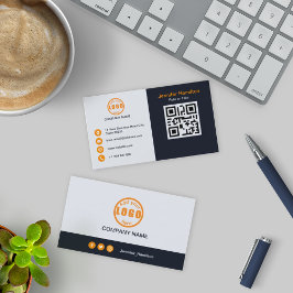 Cartão De Visita Laranja preto profissional adicione seu logotipo C