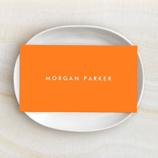 Cartão De Visita Laranja Profissional Moderno Simples (Minimalistic Orange Business Card)
