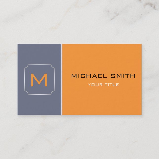 Cartão De Visita Laranja Simples e Moderno Profissional Elegante de (Frente)