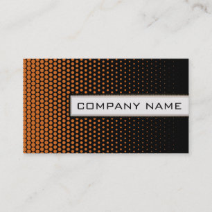 Cartão De Visita Laranja Techno Dots Moderno Elegante Preto