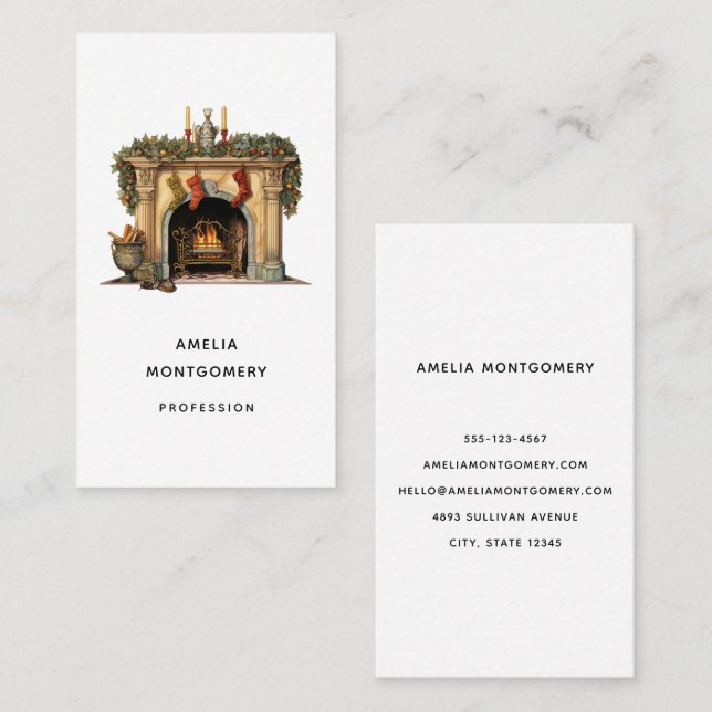 Cartão De Visita Lareira Vitoriana Cozy (Frente/Verso)