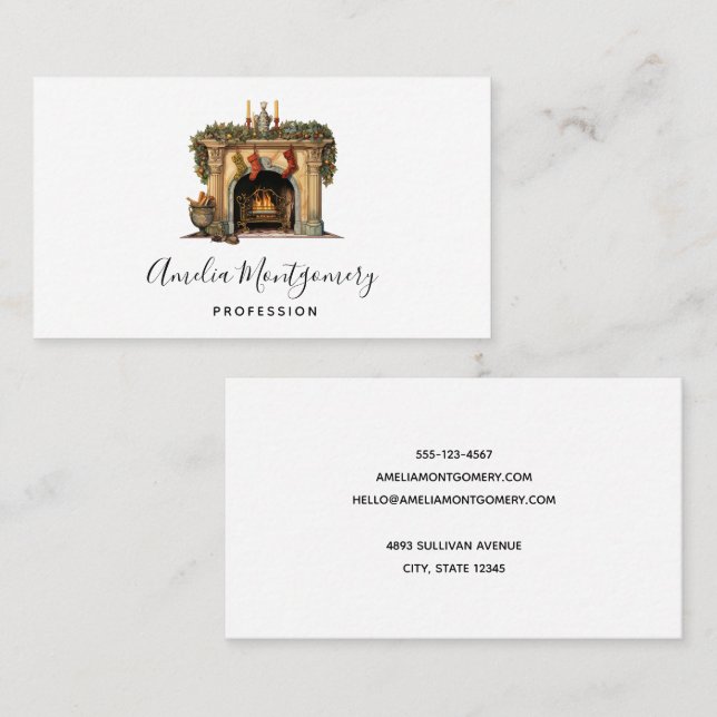 Cartão De Visita Lareira Vitoriana Cozy (Frente/Verso)