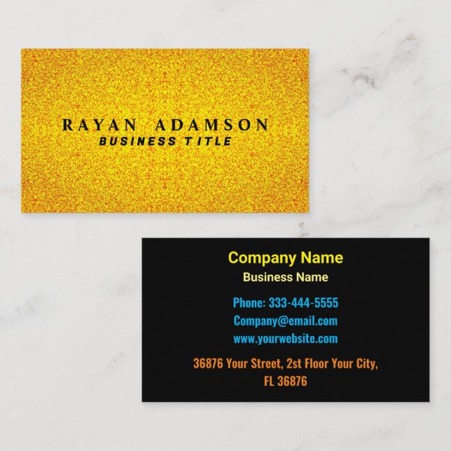 Cartão De Visita Largura Dourada Elegante - Luxo único (Frente/Verso)