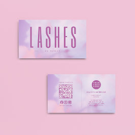 Cartão De Visita Lash Artista QR Código e Logotipo Puro Holográfico