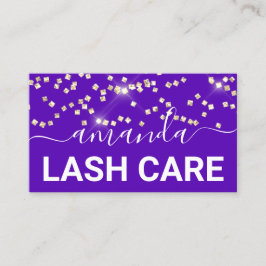 Cartão De Visita Lash Care Makeup Logotipo Dourado Confetti Puro