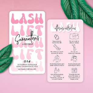 Cartão De Visita Lash Cor-de-Rosa Tendente Levante e Tint Depois do