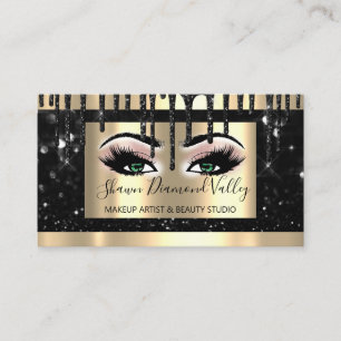 Cartão De Visita Lash de reativação profissional preto verde