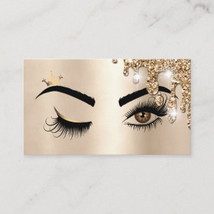 Cartão De Visita Lash de Salão de Bela Olhos de Makeup Dourado