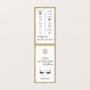 Cartão De Visita Lash Dourado com instruções de acompanhamento Logo