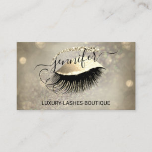 Cartão De Visita Lash Dourado do logotipo Glitter do código QR Eye