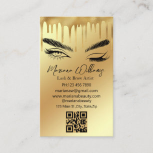 Cartão De Visita lash e broca artista qr gotejamento de ouro