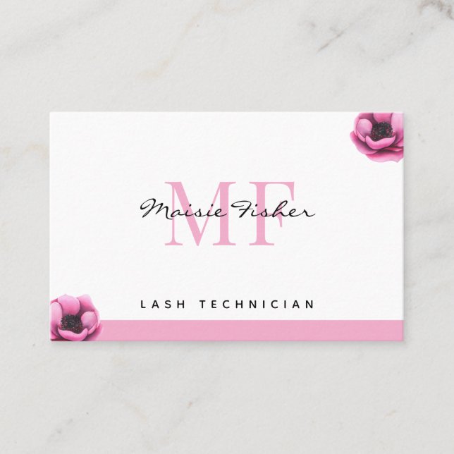 Cartão De Visita Lash Extensions QR Code Monogram Eyelash Tech (Frente)
